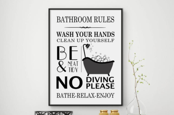 Download Bathroom Rules Wall Art Home Decor Print - Print Collection