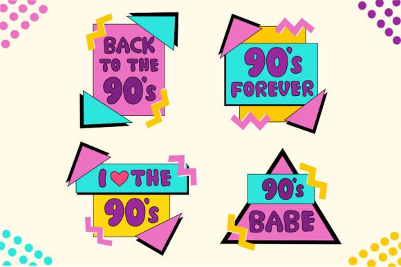 Download Set of Emblems, Stickers 90s Style - 90s Collection