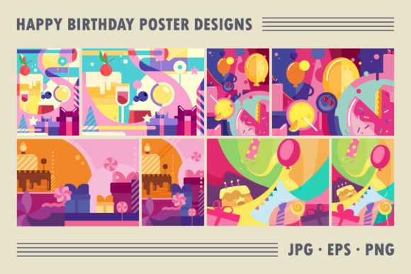 Download Set of Happy Birthday Poster Designs. - Poster designs Collection