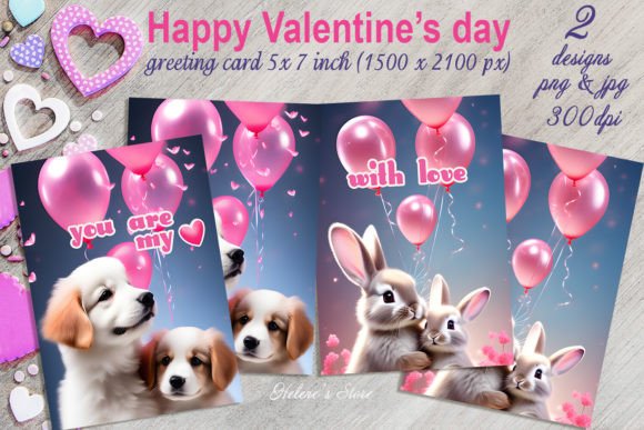 Download Valentines Animals on Greeting Cards Set - Card Collection