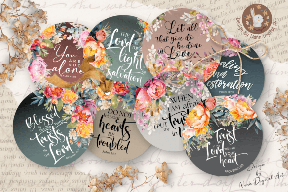Download Floral Bible Verse Round Cards Set 802 - Card Collection