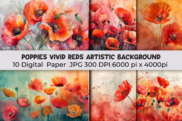 Download Poppies Vivid Reds Artistic Backgrounds - Artistic backgrounds Collection
