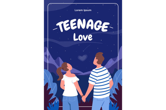 Download Teenage Love Poster Flat Vector Template - Flat Collection