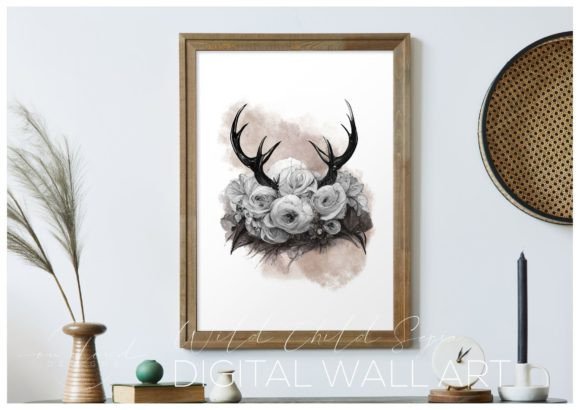 Download Sepia Antlers  / Boho Printable Wall Art - Print Collection