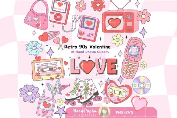 Download 90s Digital Aesthetic Set, Y2K Love - 90s Collection