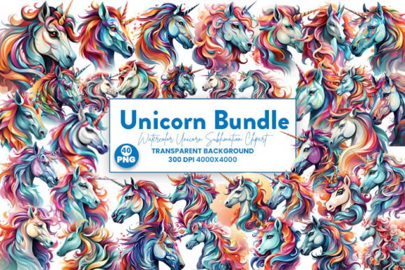 Download Unicorn Sublimation Cipart Craft Bundle - Craft bundle Collection